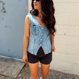 Pistola | Gia Fitted Collarless Vest - Hazy