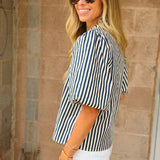 THML | Stripe Button Down Top - Blue