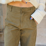 Perfect White Tee | Akira Sateen Slub Barrel Leg Utility Pant - Dark Olive