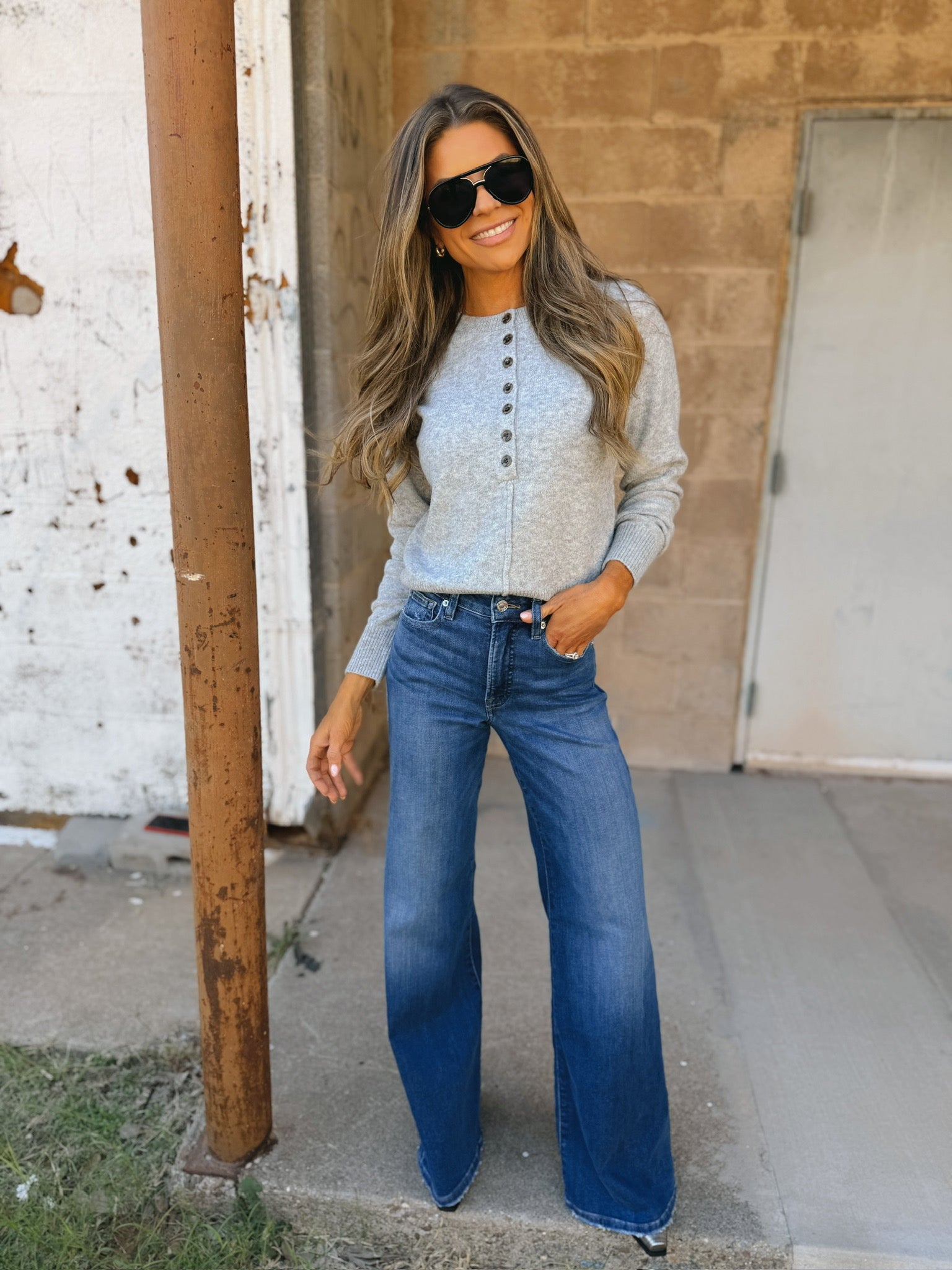 Good American | Soft Tech Good Waist Palazzo Jean - Ridicule
