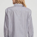 The Shirt | The Long Sleeve Boxy Crop - Black/White Stripe