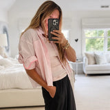 Kerri Rosenthal | Tia Love Stripe Shirt - Hardly Pink- White