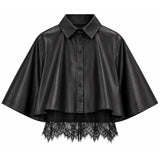 Lucy Paris | Nick Faux Leather Button Down - Black