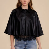 Lucy Paris | Nick Faux Leather Button Down - Black