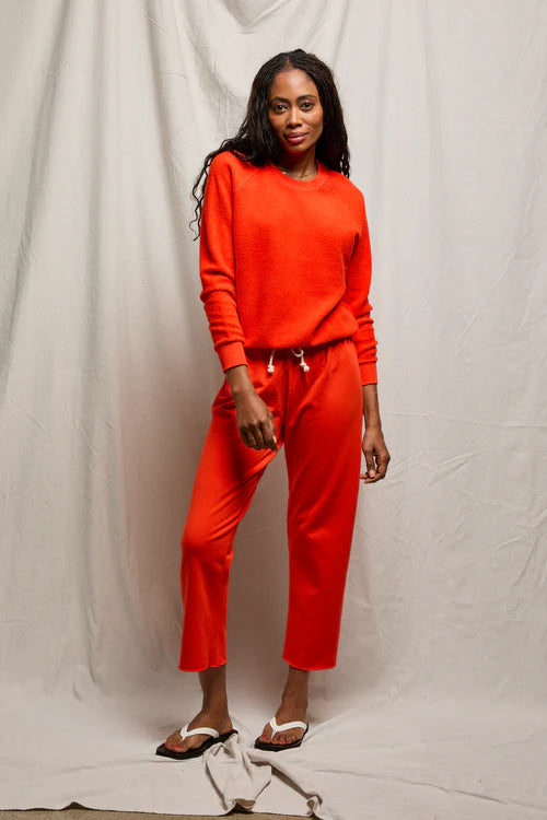 Perfect White Tee | Ziggy Reverse Fleece Long Sleeve Sweatshirt - Tomato