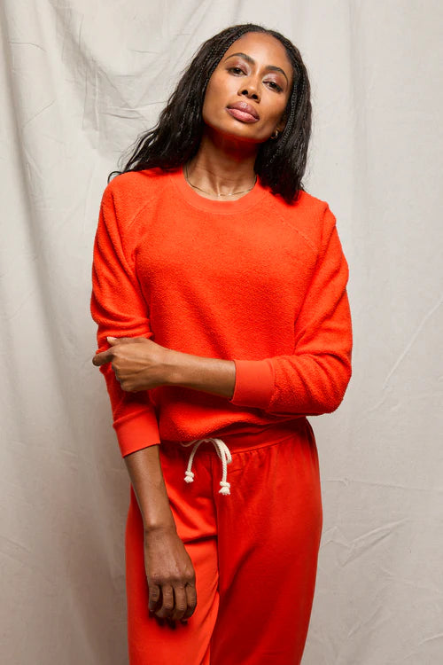 Perfect White Tee | Ziggy Reverse Fleece Long Sleeve Sweatshirt - Tomato