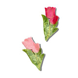 Solar Eclipse | Hand-painted Vintage Tulips Claw Hair Clip