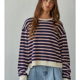 By Together | Coastal Everyday Striped Pullover Knit - Navy