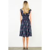 THML | Flower Zipper Front  Dress - Navy