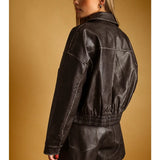 Miou Muse | Faux Leather Wrap Skort - Chocolate