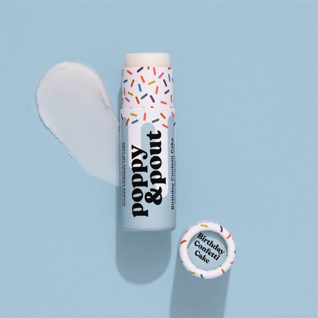 Poppy & Pout Lip Balm | Blue Birthday Confetti Cake