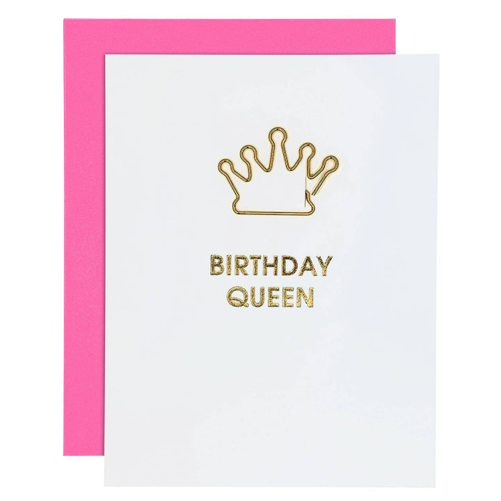 Birthday Queen - Crown Paper Clip Letterpress Card