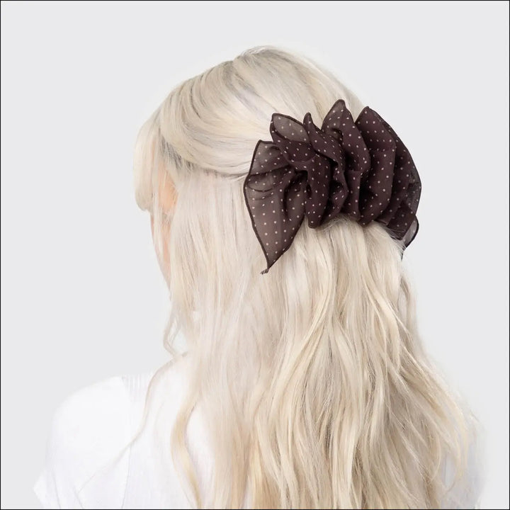 Kitsch Chiffon Polka Dot Bow Barrette