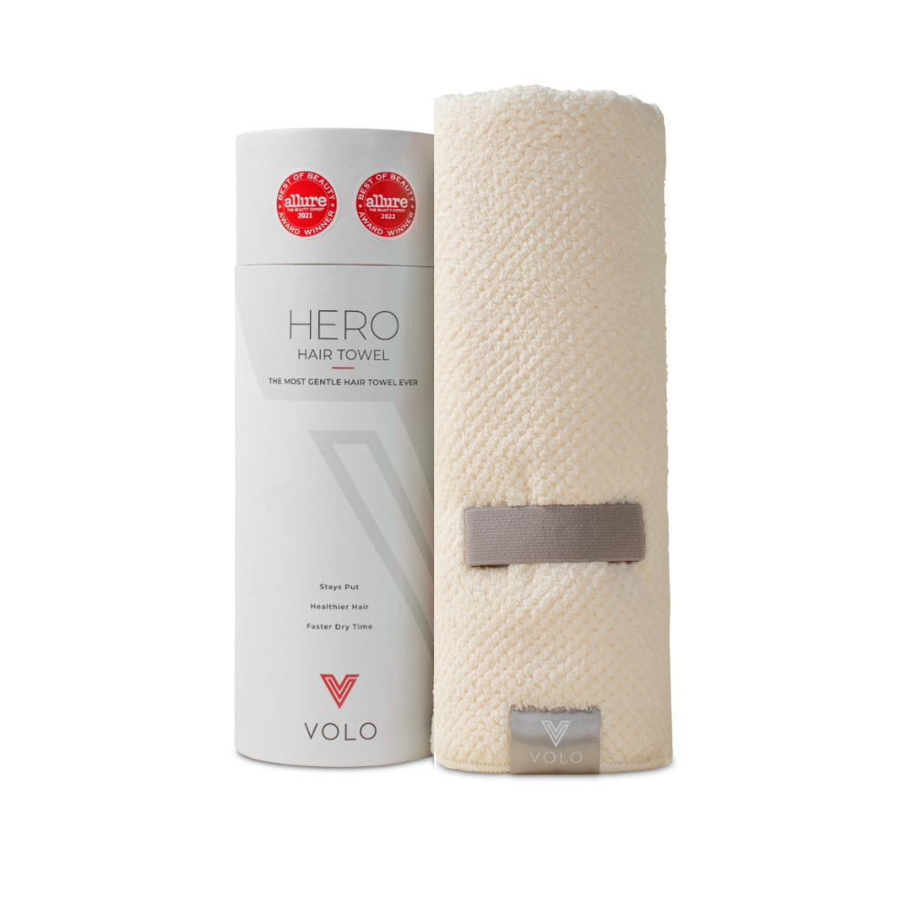 VOLO Beauty | Hero Hair Towel- Salt White Luxe Tube