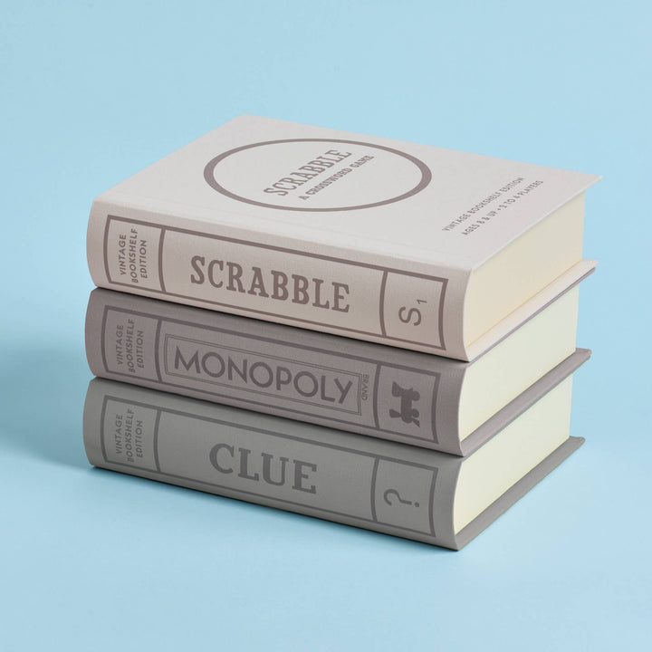 Scrabble, Monopoly, Clue Vintage Bookshelf Assortment