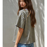 By Together | Landon Striped Knit Tee - Olive Navy