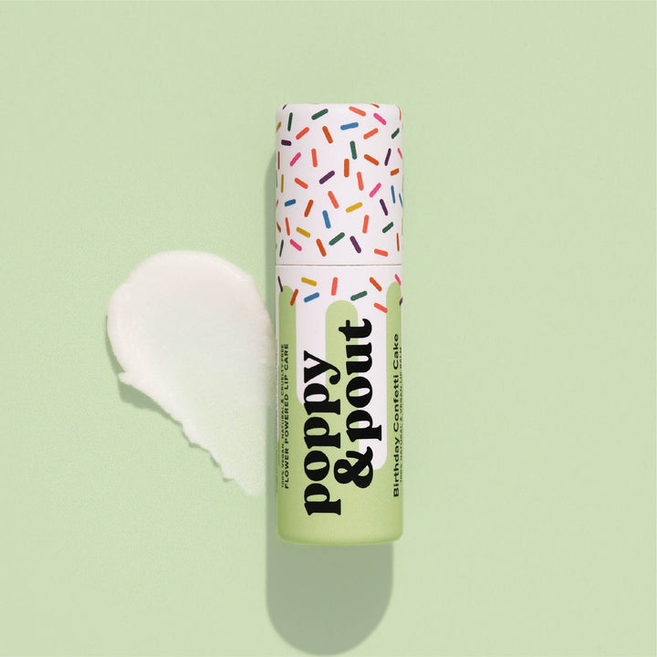 Poppy & Pout Lip Balm | Green Birthday Confetti Cake