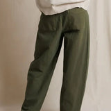 Perfect White Tee | Akira Sateen Slub Barrel Leg Utility Pant - Dark Olive