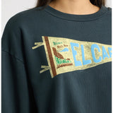 Daydreamer | El Capitan Flag Oversized Crew Sweatshirt - Vintage Black