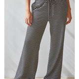 By Together | Sunday Lounge Striped Pants Knit - Black/Ivory