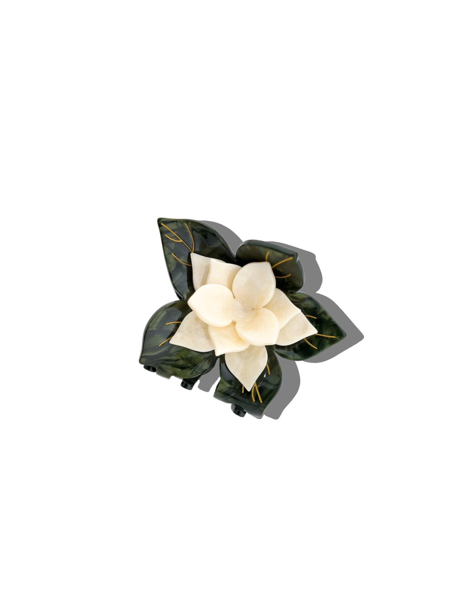Solar Eclipse | Hand-painted Origami Magnolia Flower Hair Clip