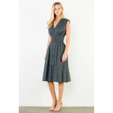 THML | Mini Flower Zipper Front Dress - Navy
