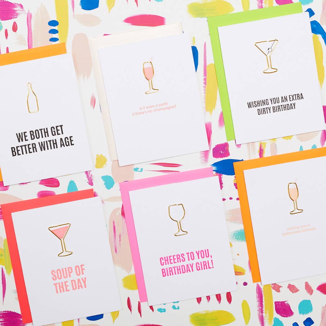 Extra Dirty Birthday - Martini Paper Clip Letterpress Card