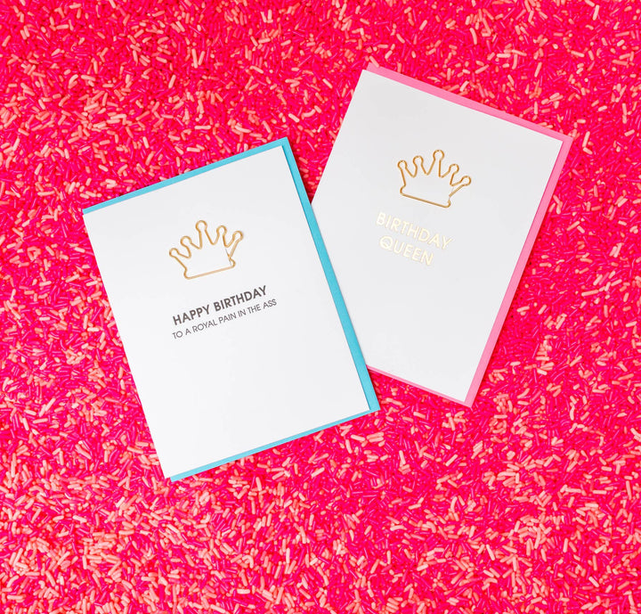 Birthday Queen - Crown Paper Clip Letterpress Card