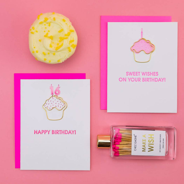 Sweet Wishes On Your Birthday - Birthday - Cupcake Paperclip Card