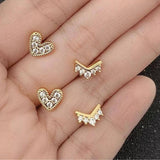 Sahira Jewelry Design | Nia Pave Heart Studs - Gold