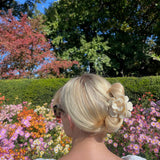 Solar Eclipse | Handmade Origami Gardenia Flower Claw Hair Clip - Cream