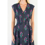 THML | Flower Zipper Front  Dress - Navy