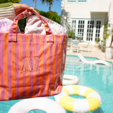 KENZKUSTOMZ | Cabana Clear Coat Tote - Hot Pink & Peach Stripe