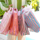 KENZKUSTOMZ | Cabana Clear Coat Tote - Hot Pink & Peach Stripe