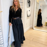 Kerri Rosenthal | Femme Ruffle Henley Sweater - Black