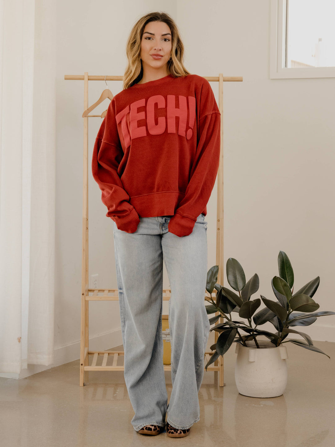 Texas Tech Red Raiders Mono Puff Ink Hi-Dive Sweatshirt - Red