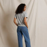 Perfect White Tee | Cleo - French Terry Slit V Neck Sweatshirt - Heather Grey