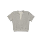 Perfect White Tee | Cleo - French Terry Slit V Neck Sweatshirt - Heather Grey