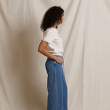 Perfect White Tee | Cleo - French Terry Slit V Neck Sweatshirt - Sugar