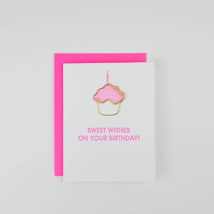 Sweet Wishes On Your Birthday - Birthday - Cupcake Paperclip Card