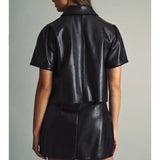 Miou Muse | Faux Leather Mini Skirt - Black