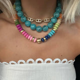 Tobie Beaded Disc Necklace- Pastel