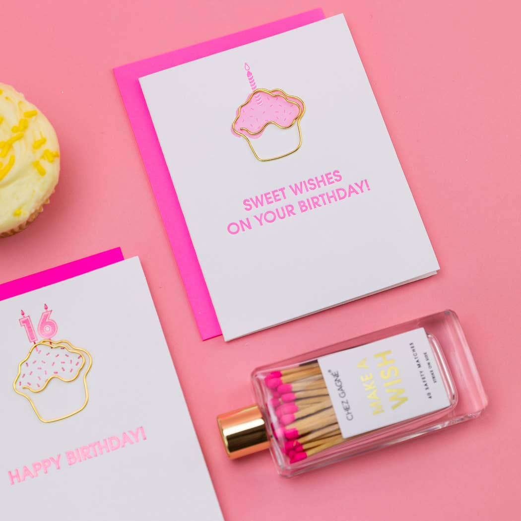 Sweet Wishes On Your Birthday - Birthday - Cupcake Paperclip Card