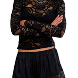 Free People | Raising Eyebrows Lace Top - Black