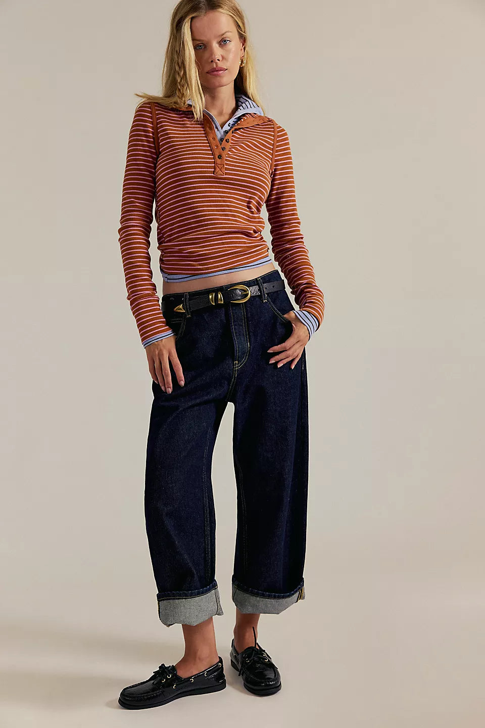 Free People | Lake Henley Stripe- Cinnamon Combo