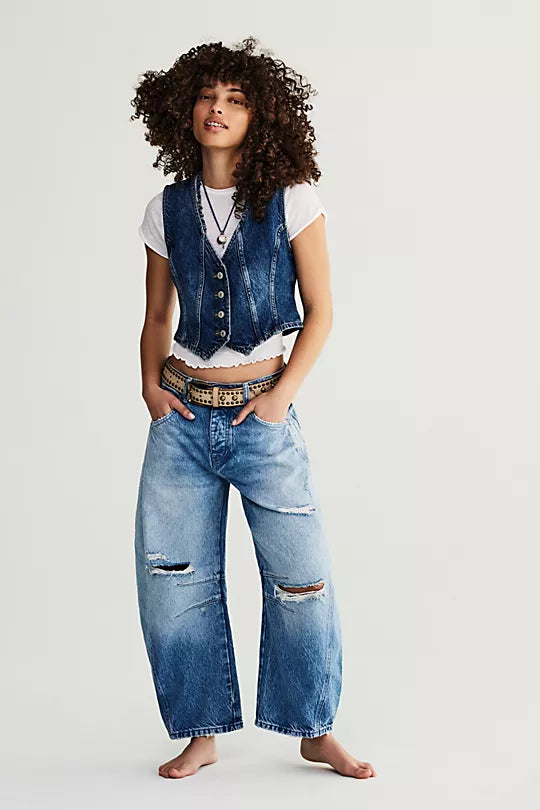 Free People | Good Luck Mid Rise Barrel - Barnyard Blue