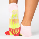 Pointe Studio | Women's Layered Stripe Full Foot Grip Sock – Rose