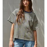 By Together | Landon Striped Knit Tee - Olive Navy