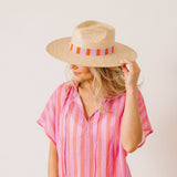 Sunshine Tienda | Lilian Palm Hat - Red/Lavender
