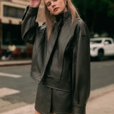 Miou Muse | Faux Leather Jacket - Chocolate